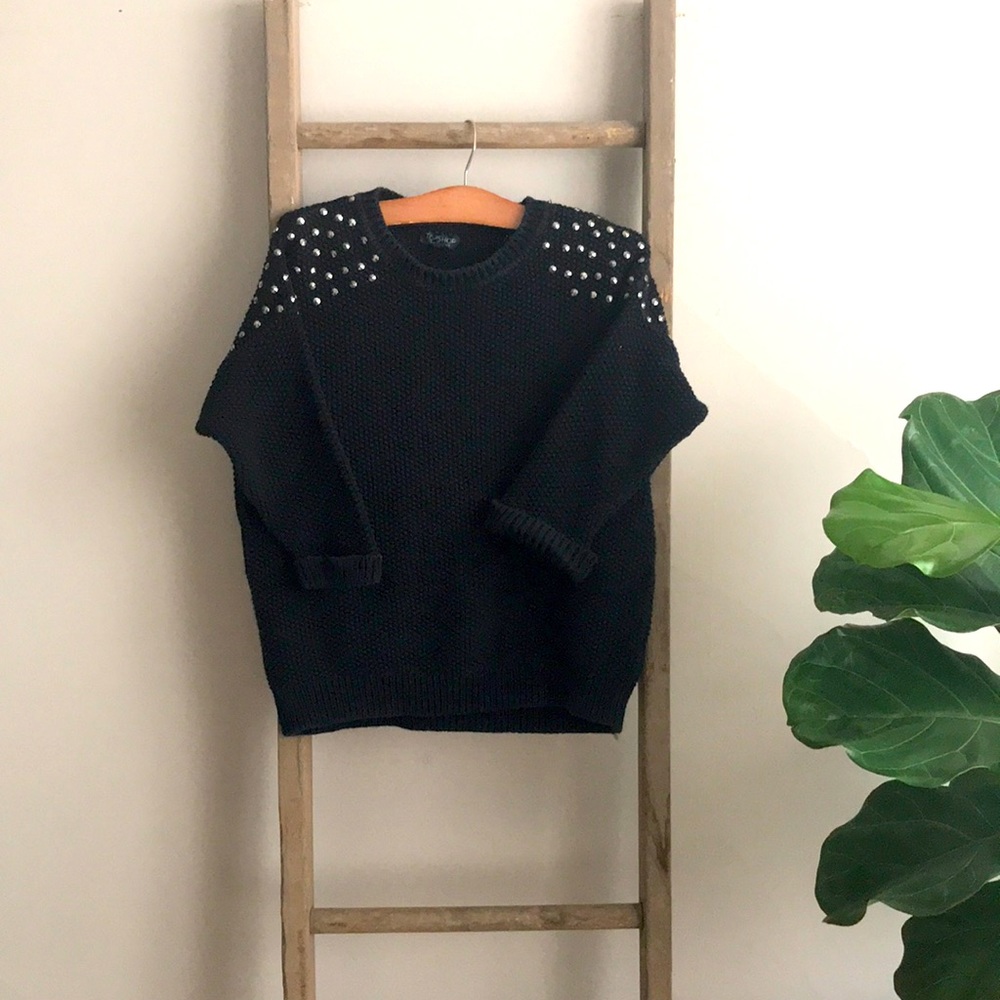 Black Knit Studded Sweater